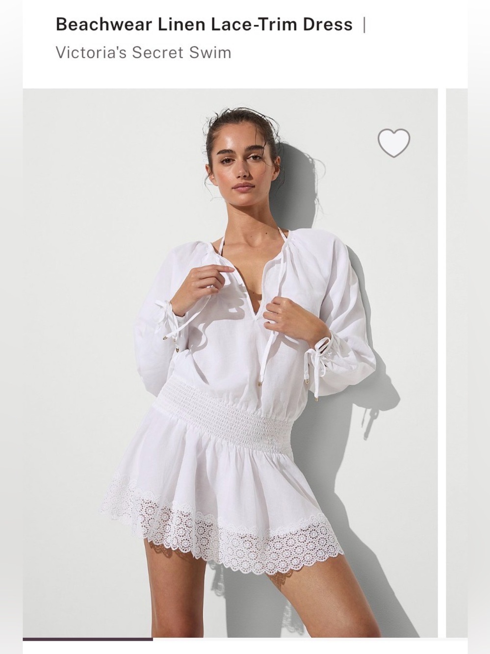Victoria's Secret White Lace-Trim Linen Beach Dress - New in package -